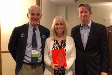 left to right: Dr. Jeffrey Gould, principal investigator, CPQCC, Liz Drake and Dr. John Cleary, CHOC neonatologist