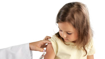 Young child getting vaccine